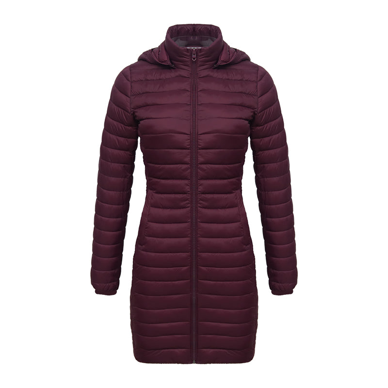 SANTELON Women Long Warm Parka Coat With Hood Female Winter Outdoor Padded Cott