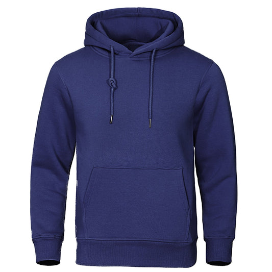 Solid Color Men Hoodies Fleece Warm Men's Sweatshirt Fashion Streetwear Casual M