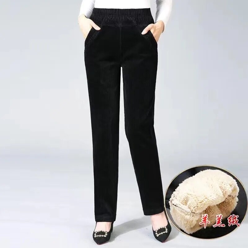 Plush Thick Casual Pants Fleece Pencil Pants Women Warm Pants Autum