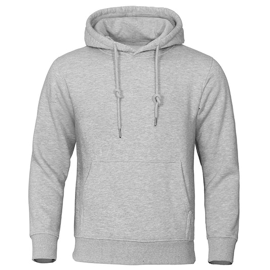 Solid Color Men Hoodies Fleece Warm Men's Sweatshirt Fashion Streetwear Casual M