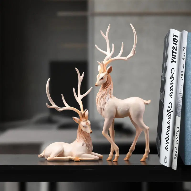High End Deer Statue Reindeer Figurines Resin ELK Sculpture For Living Room Lux image 12