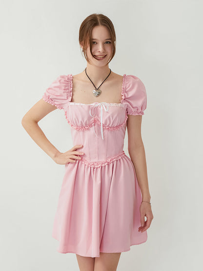 V-Neck Sleeveless Maxi Dress with Lace Detailing and Ruffled Hemline fo