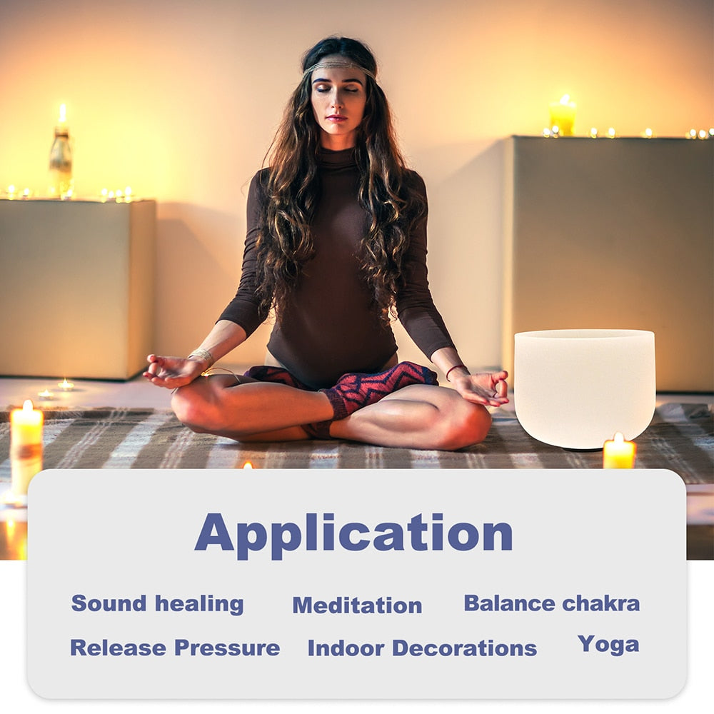 8" 10" Crystal Singing Bowl B/G Note Frosted Quartz Chakra Tibetan Singing Bowl image 5