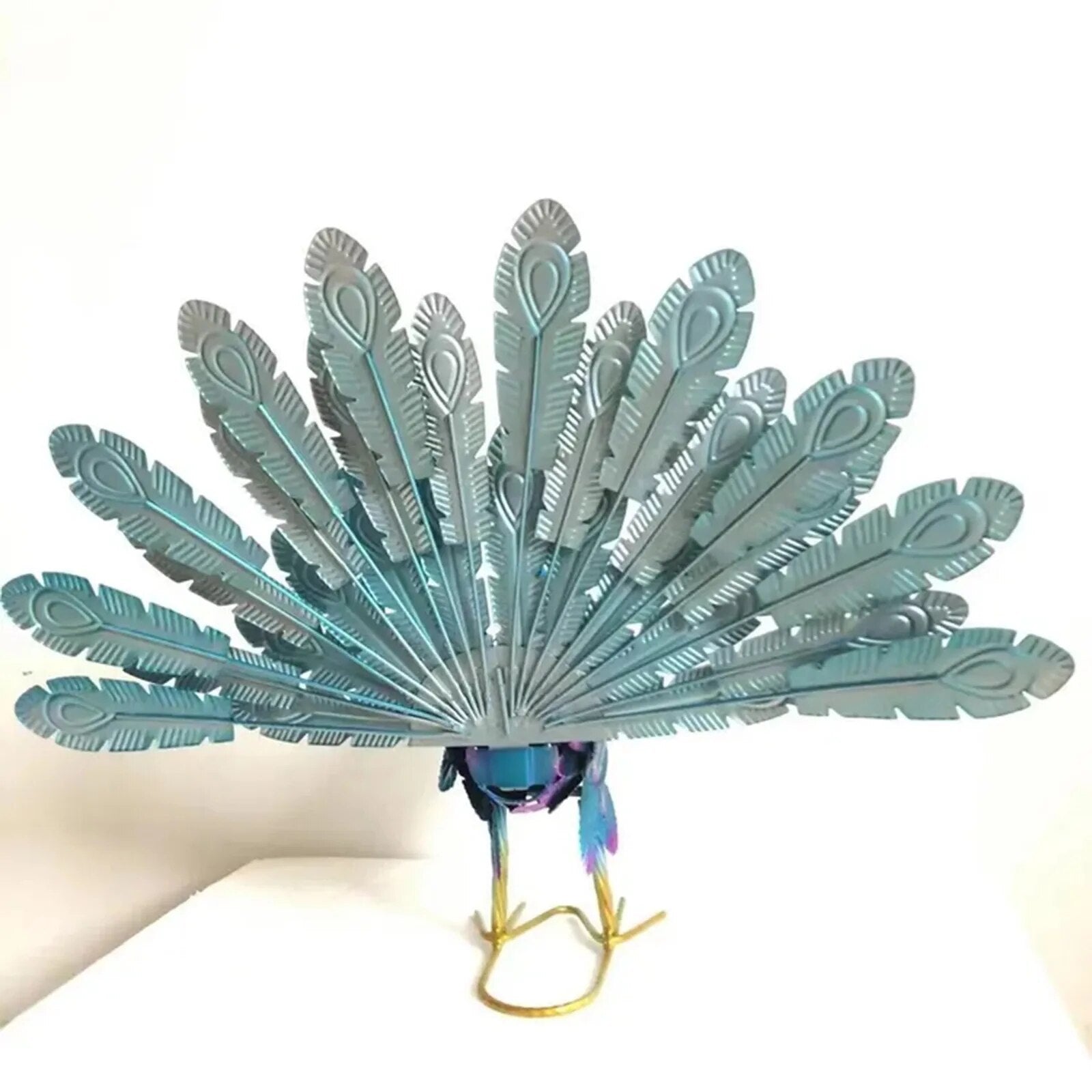 Peacock Statue Sculpture Handmade Crafts Ornament Animal Figurine Standing Post image 5