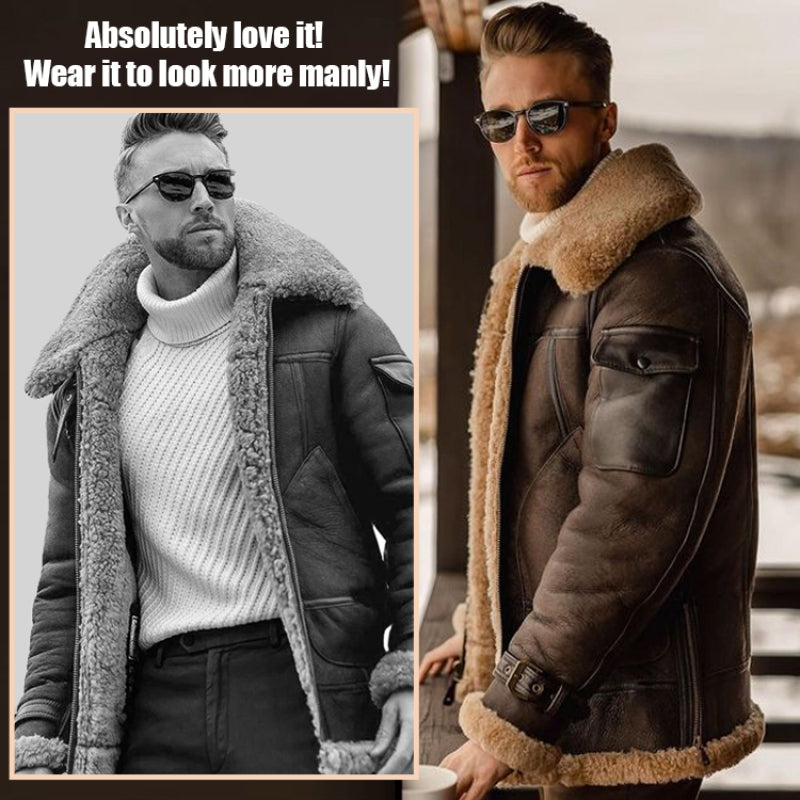 Men's fur allinone jacket midlength coat thickened imitation leather autumn and image 3