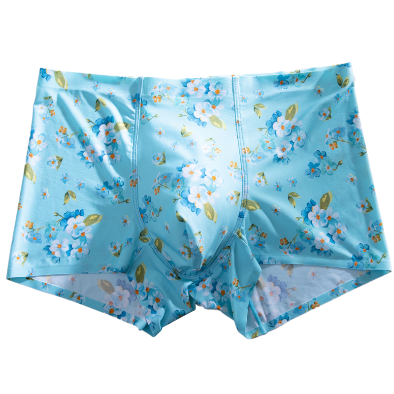 New Men'ss Ice Silk Flora Underwear Seamless  Men's Boxers Shorts Male Ultra