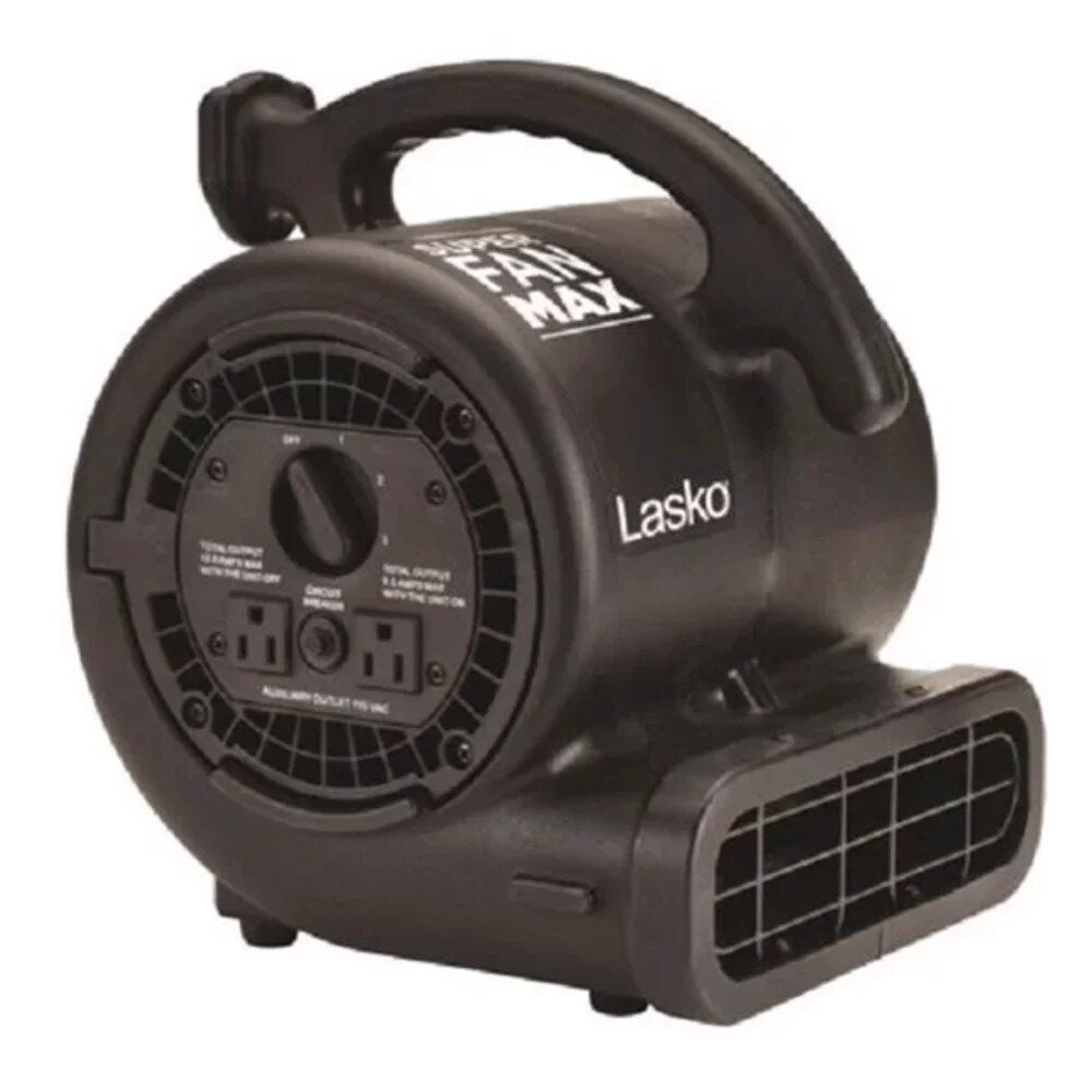 3-Speed Super Fan Max Air Mover Floor  With Outlets, SF-20-BK, Black image 0