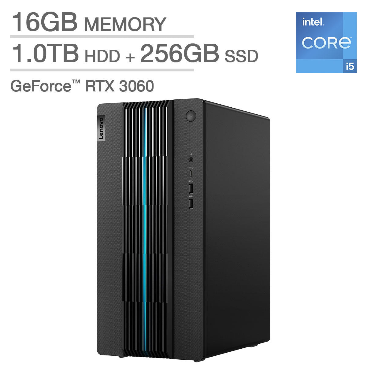 Lenovo IdeaCentre 5 Gaming Desktop - 12th Gen Intel Core i5-12400 - GeForce image 1