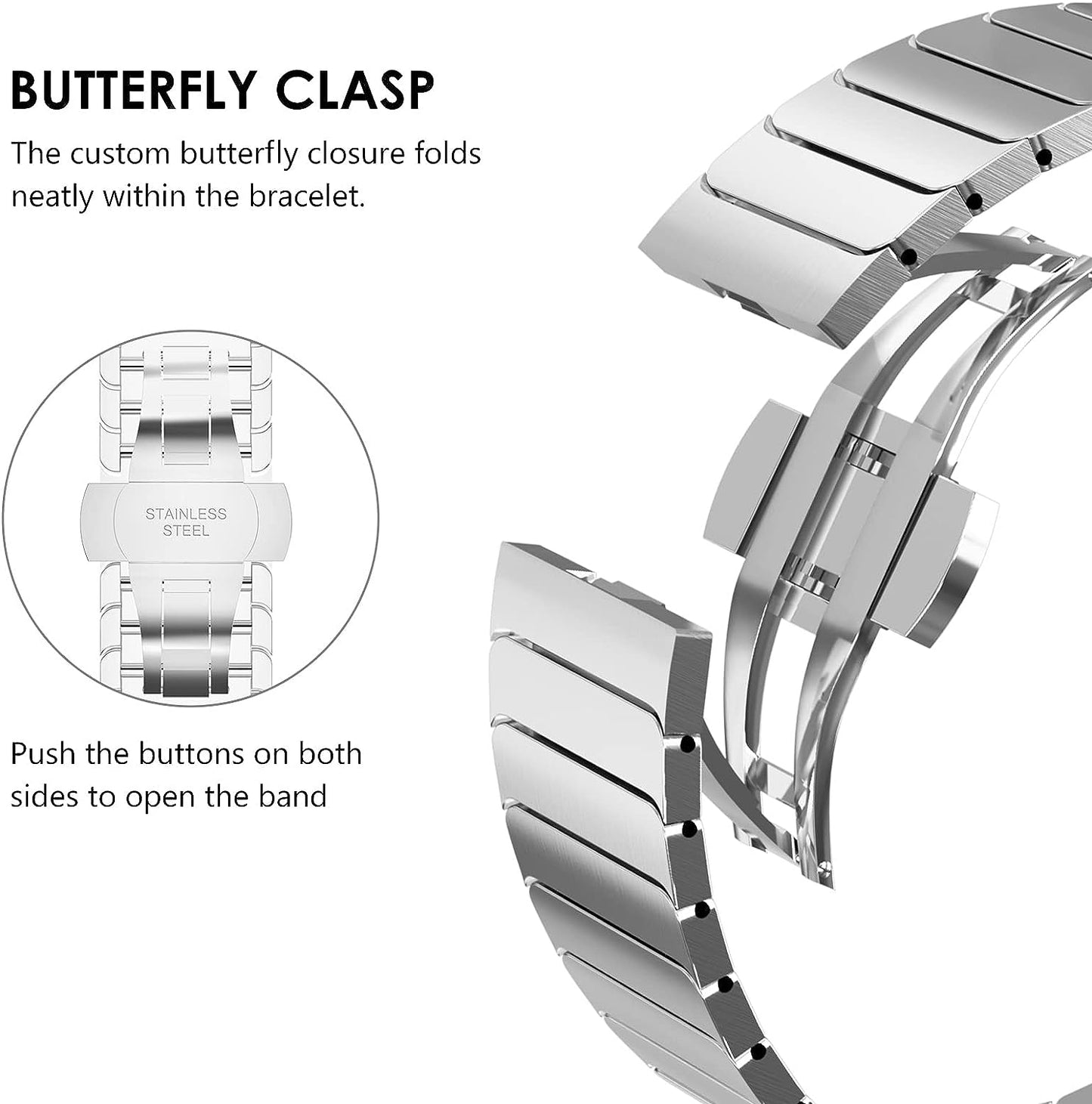 Luxury Stainless Steel Strap For Apple Watch Series 8 7 45mm 41mm 38 42 44 40 M image 7
