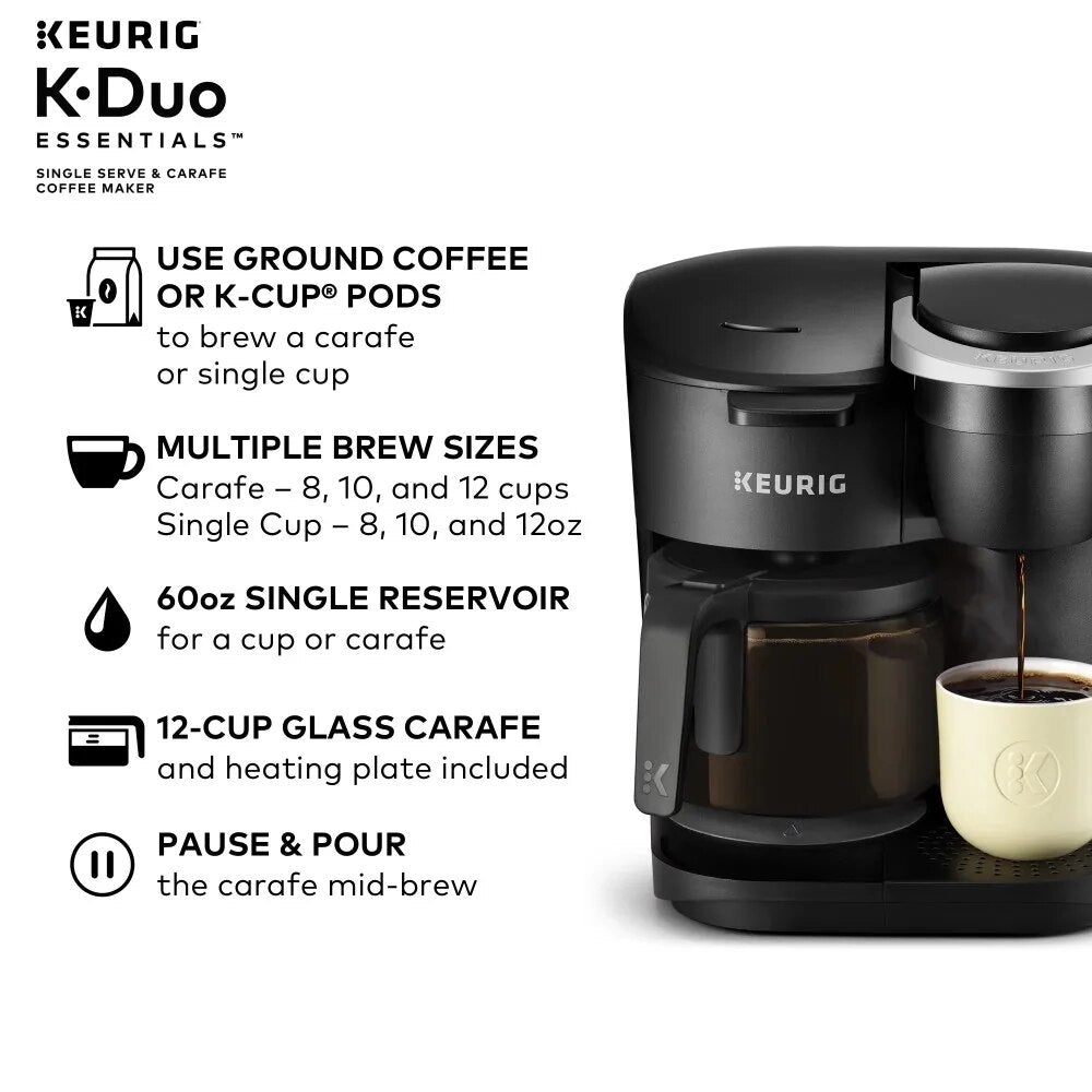 2023 New Keurig K-Duo Essentials Single-Serve K-Cup Pod Coffee Maker, Black image 3
