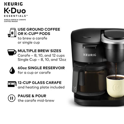 2023 New Keurig K-Duo Essentials Single-Serve K-Cup Pod Coffee Maker, Black image 3