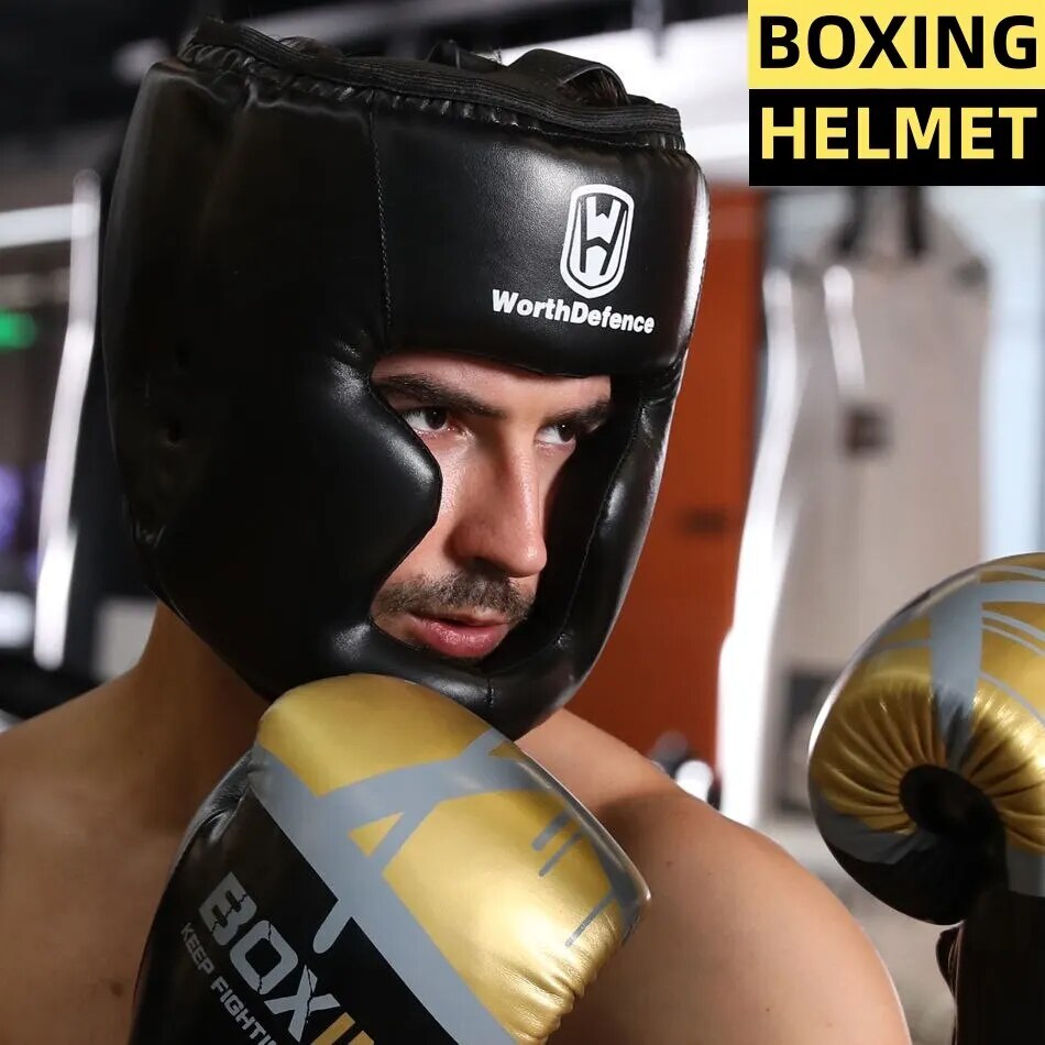 Kick Boxing Helmet PU Karate Muay Thai Guantes De Boxeo Free Fight MMA Sanda Tr image 0