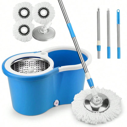 Spin Mop Bucket Set with Soap Dispenser 360°Rotating 2 Microfiber Heads 61" Adj image 4
