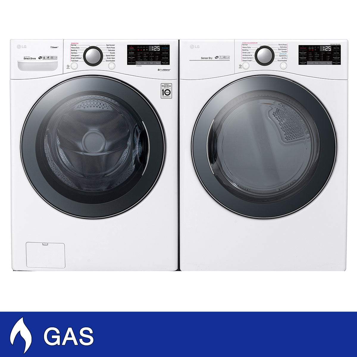 LG 4.5 cu. ft. Front Load Washer with TurboWash 360 Technology and 7.4 cu. ft.
