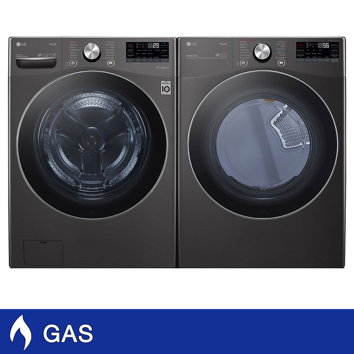 LG 5.0 cu. ft. Front Load Washer with TurboWash 360° and 7.4 cu. ft. GAS Dryer