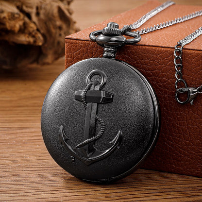 Vintage Pirate Anchor Quarzt Pocket Watch with Chain Necklace Vintage Quartz Pe image 0