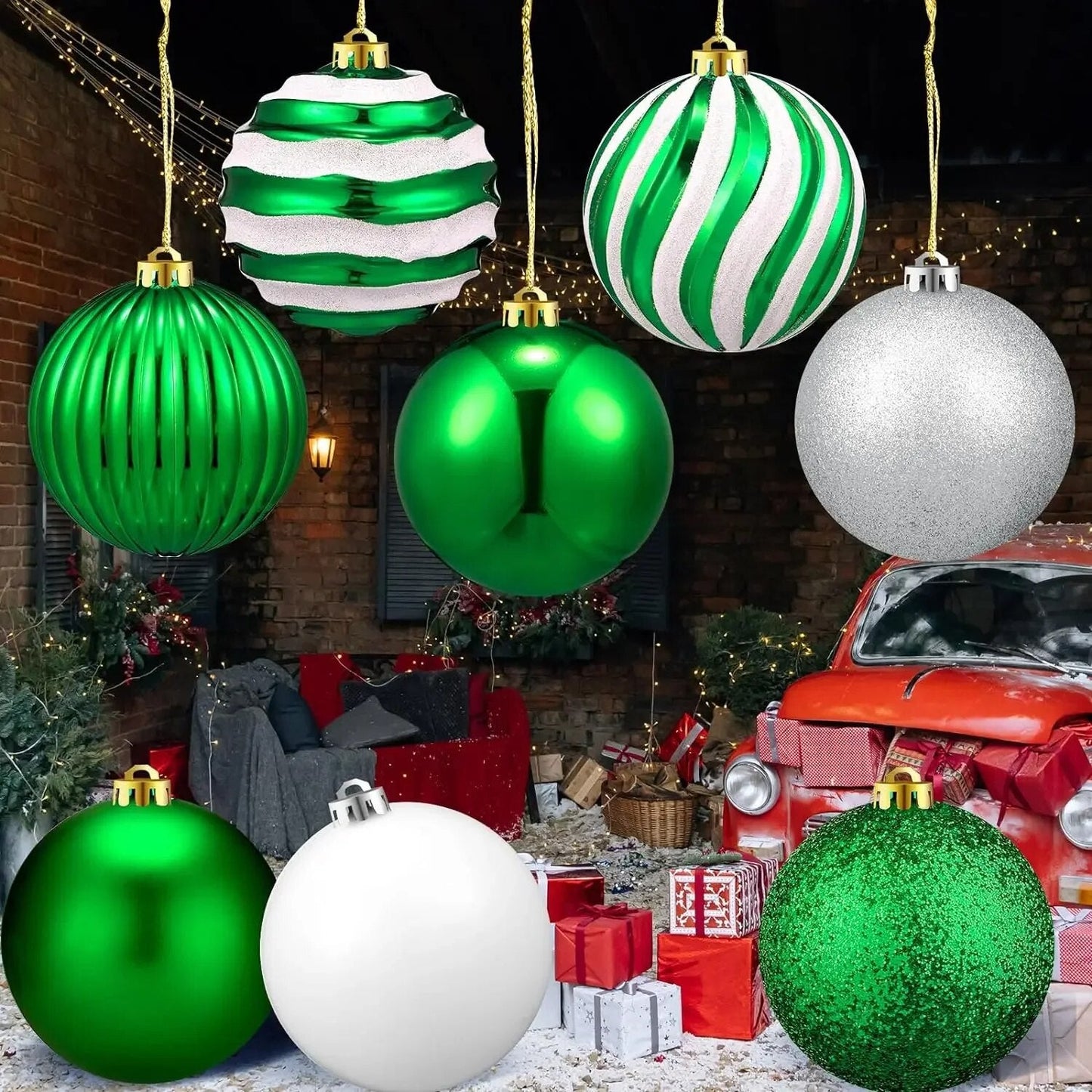 8 Pack Christmas Ball Ornaments 6 " Christmas Candy Ball Plastic Balls for H image 3
