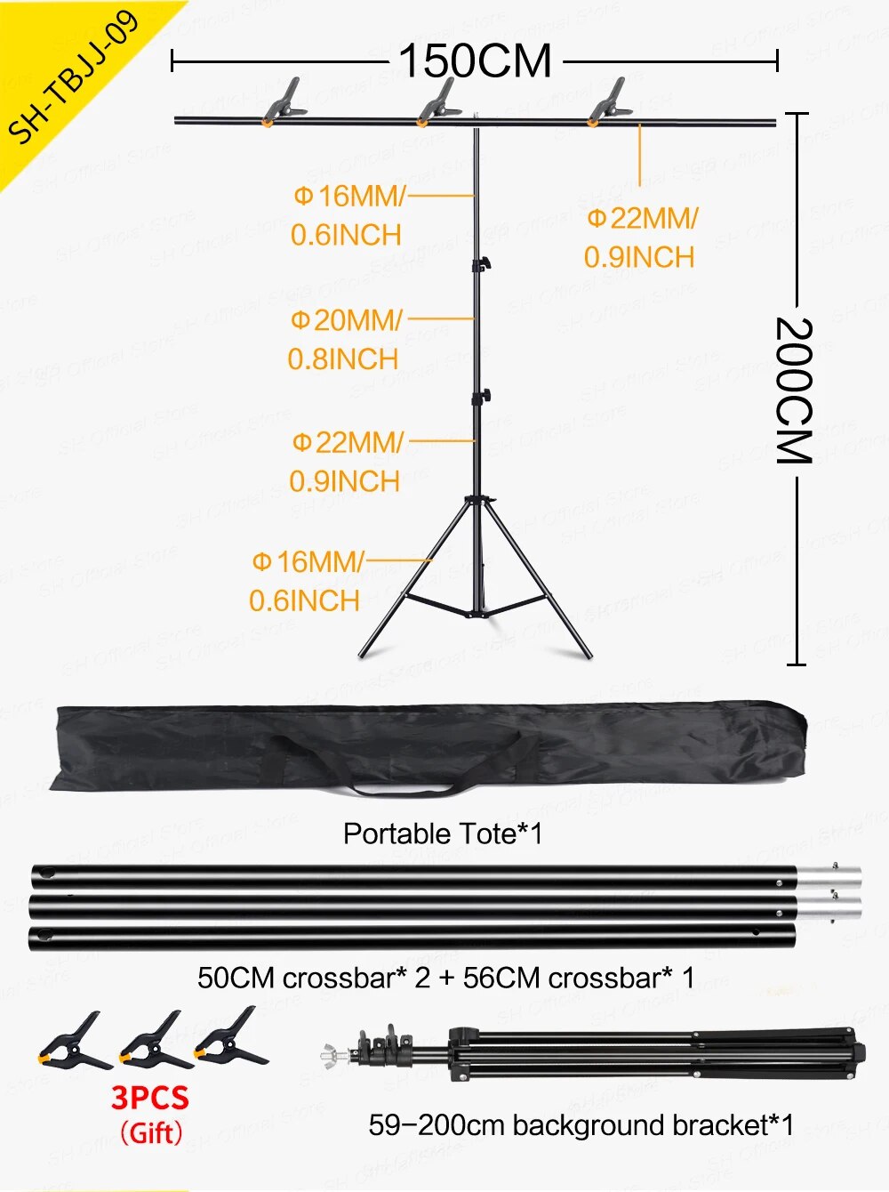 T Stand Background for Backdrop Wall Photography Adjustable Support System Phot