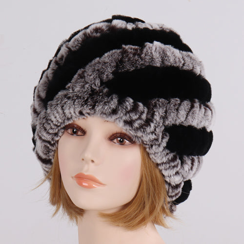 Lady Winter 100% Natural Real Rex Rabbit Fur Hat Women Soft Rex Rabbit Fur Cap  image 13