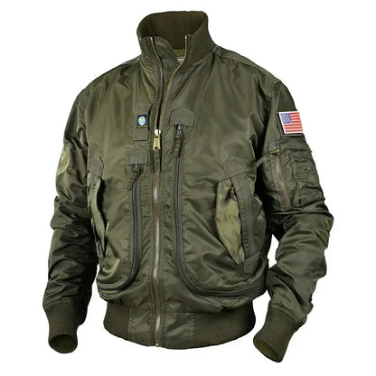 Men Tactical Military Jackets Big Pocket Pilot Baseball Air Force Coat ArmyGree image 5
