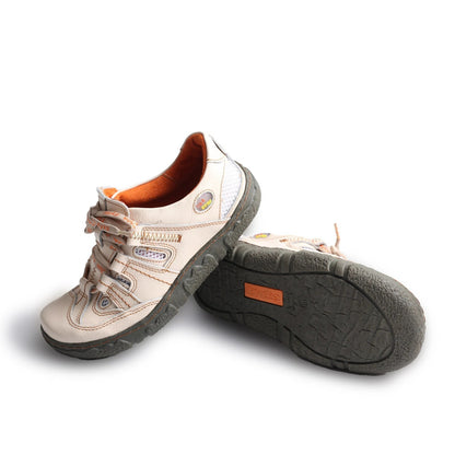 TMA EYES Women's Casual Lace-Up Breathable Mesh and Leather Sneaker