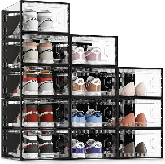SEE SRPING XX-Large 12 Pack Shoe Storage Box, Clear Plastic Stackable Shoe Orga image 0