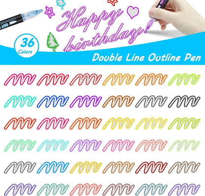 24 Color Double Line Outline Art Pen Marker Pen DIY Graffiti Outline Marker Pen image 7