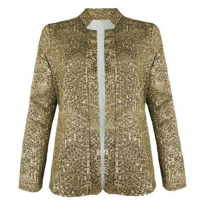 Fashion Sequin Blazer Long Sleeves Slim Fit Cardigan Women Open Front Jacket Sp image 2