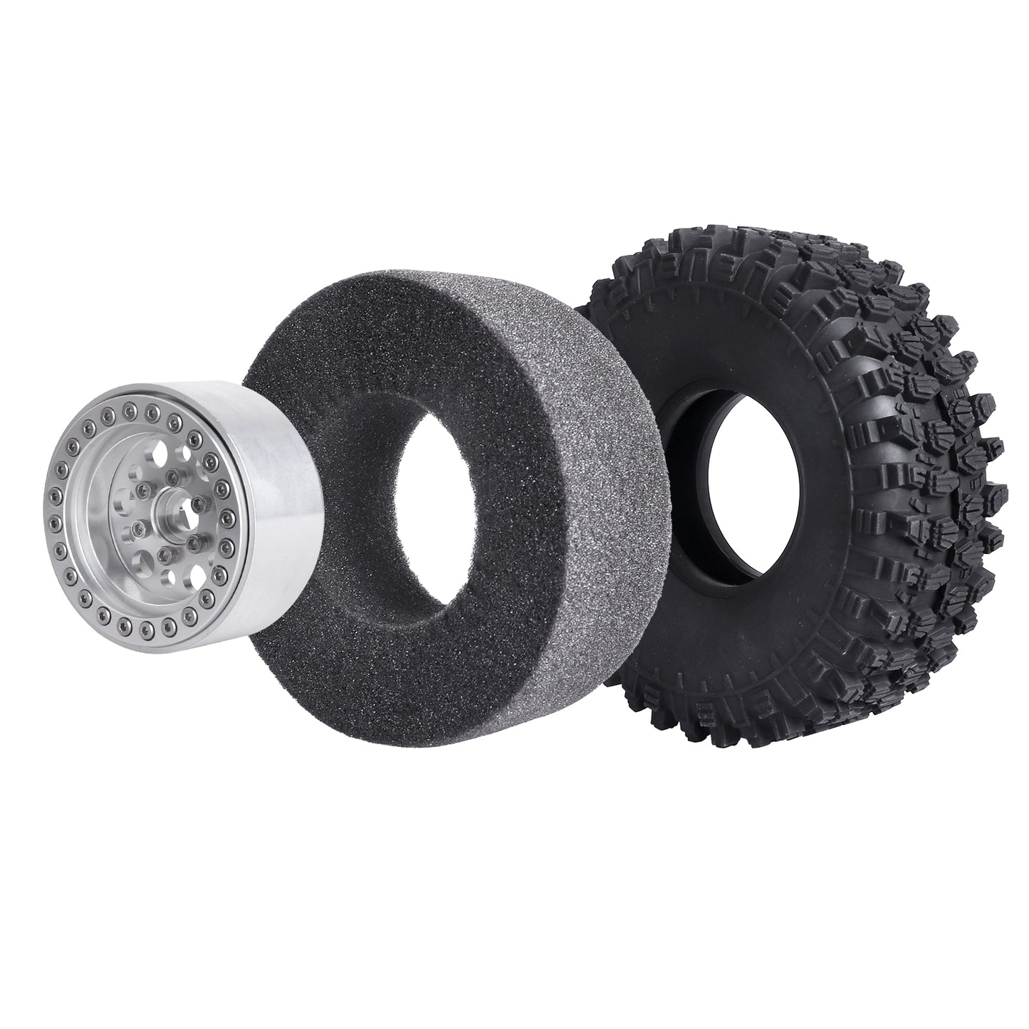 HobbyPark 4.72 inch 1.9 Crawler Tires and 1.9 Beadlock Wheels Set for Axial SCX image 1
