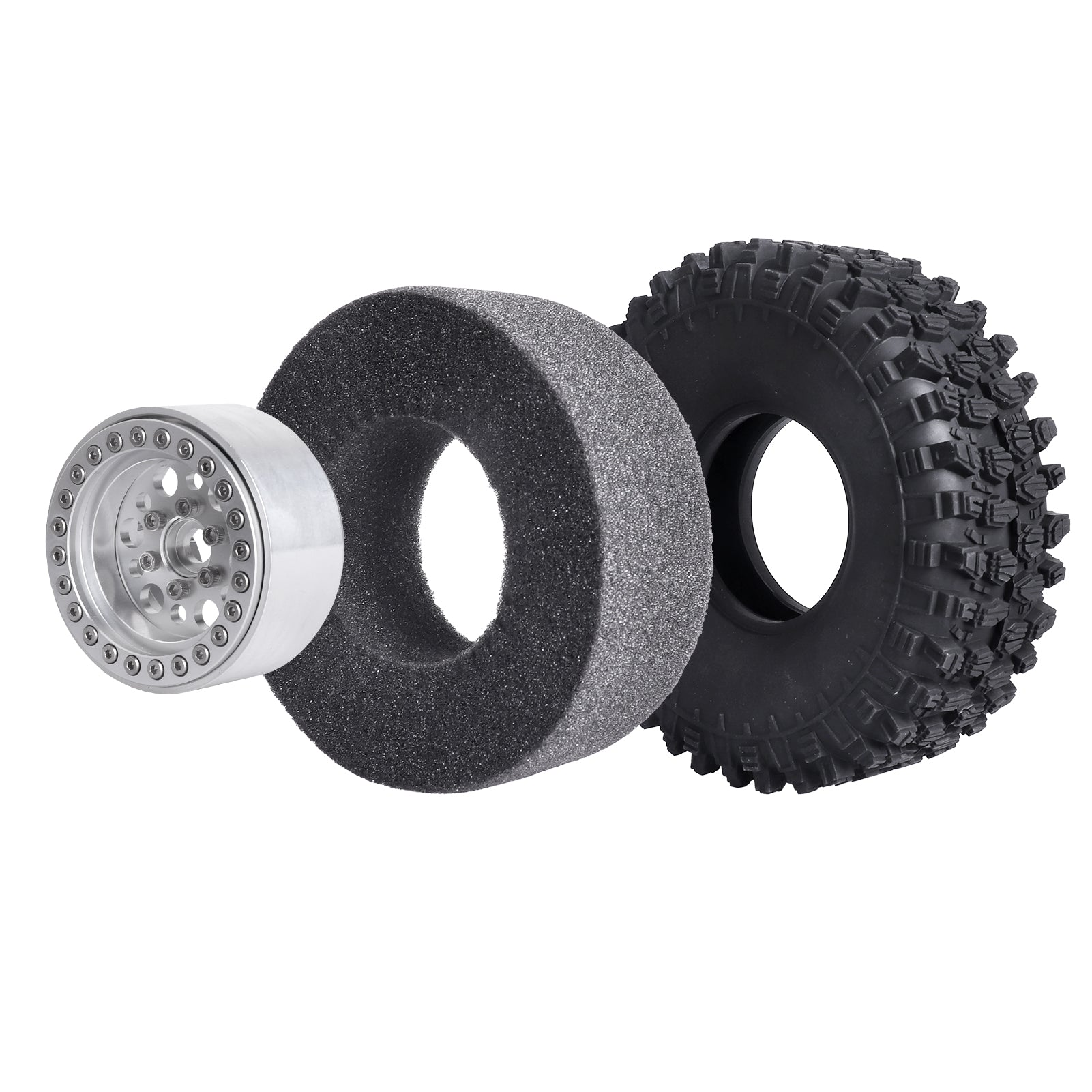 HobbyPark 4.72 " 1.9 Crawler Tires and 1.9 Beadlock Wheels Set for Axial SCX image 1