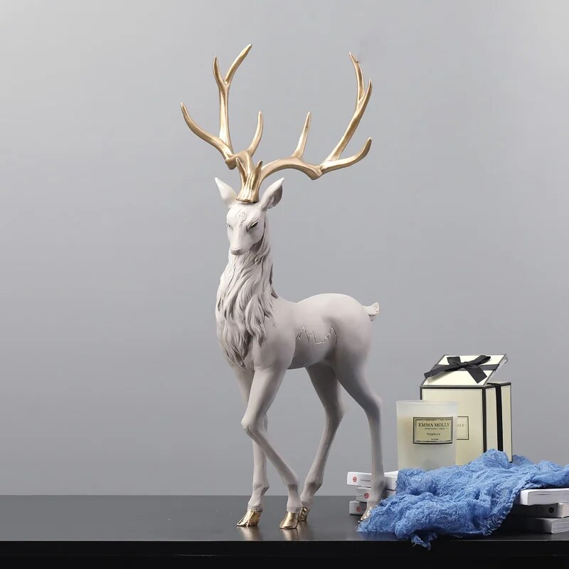 High End Deer Statue Reindeer Figurines Resin ELK Sculpture For Living Room Lux image 2