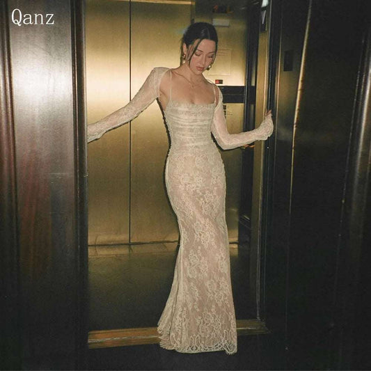 Qanz Lace Wedding Dresses Tulle Mermaid Appliques Robes De Marie Long S