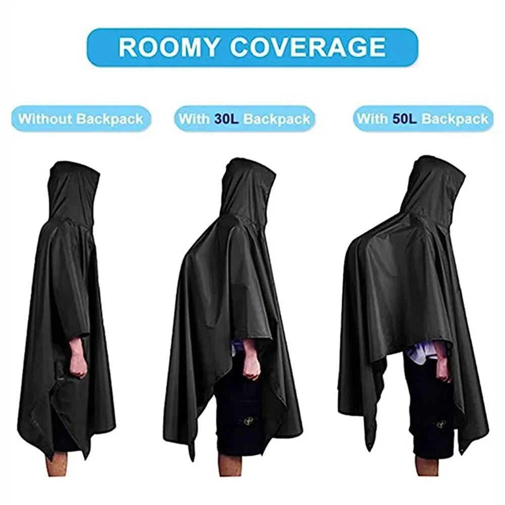 3 In 1 Outdoor Military Raincoat Hooded Sleeve Waterproof Rain Poncho Motorcycl image 6