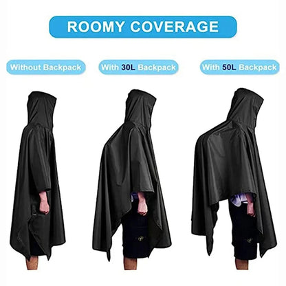 3 In 1 Outdoor Military Raincoat Hooded Sleeve Waterproof Rain Poncho Motorcycl image 6