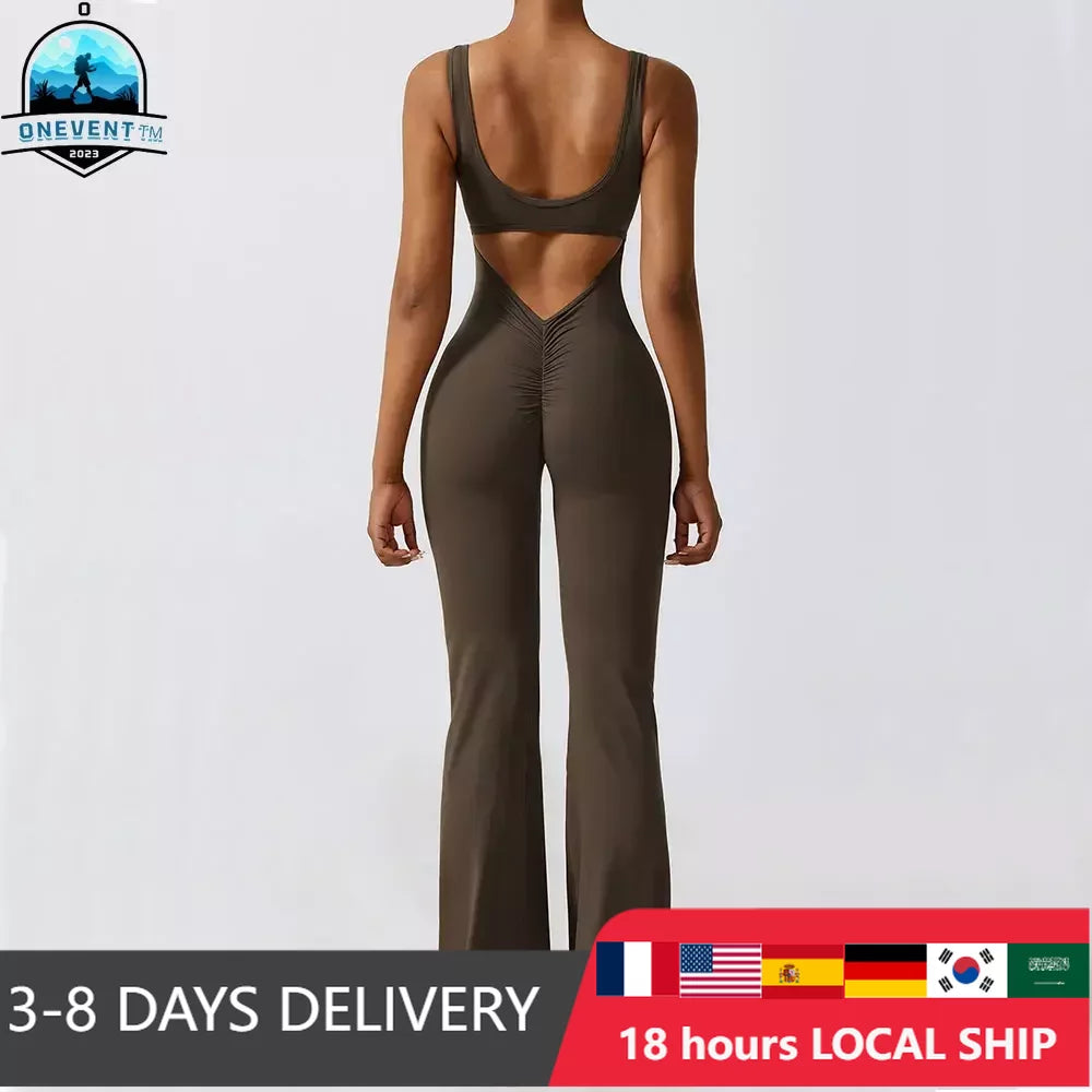 Women Tracksuit Gym Set Yoga Suit Sportswear  1 Pcs Sports Jumpsuit Fitness Rom image 0