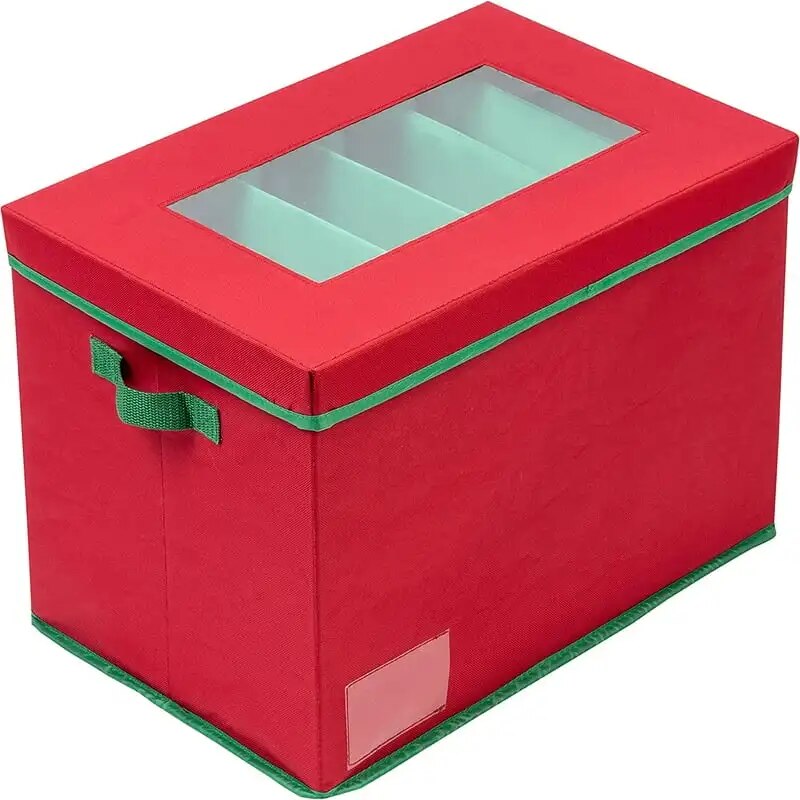Can Do Christmas Tree Lights Storage Box With Handles, Red Straws reusable Bomb image 1