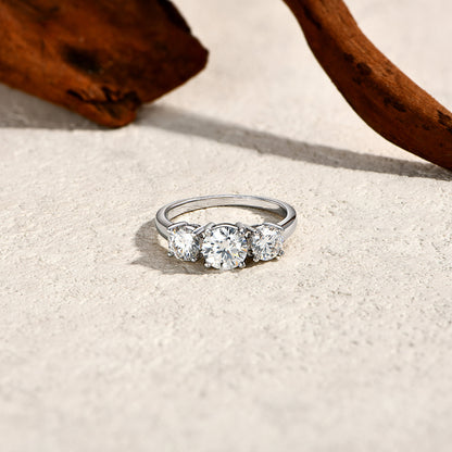 ATTAGEMS Three Round Cut Moissanite Rings S925 Sterling Silver 18K Gold Plated  image 3