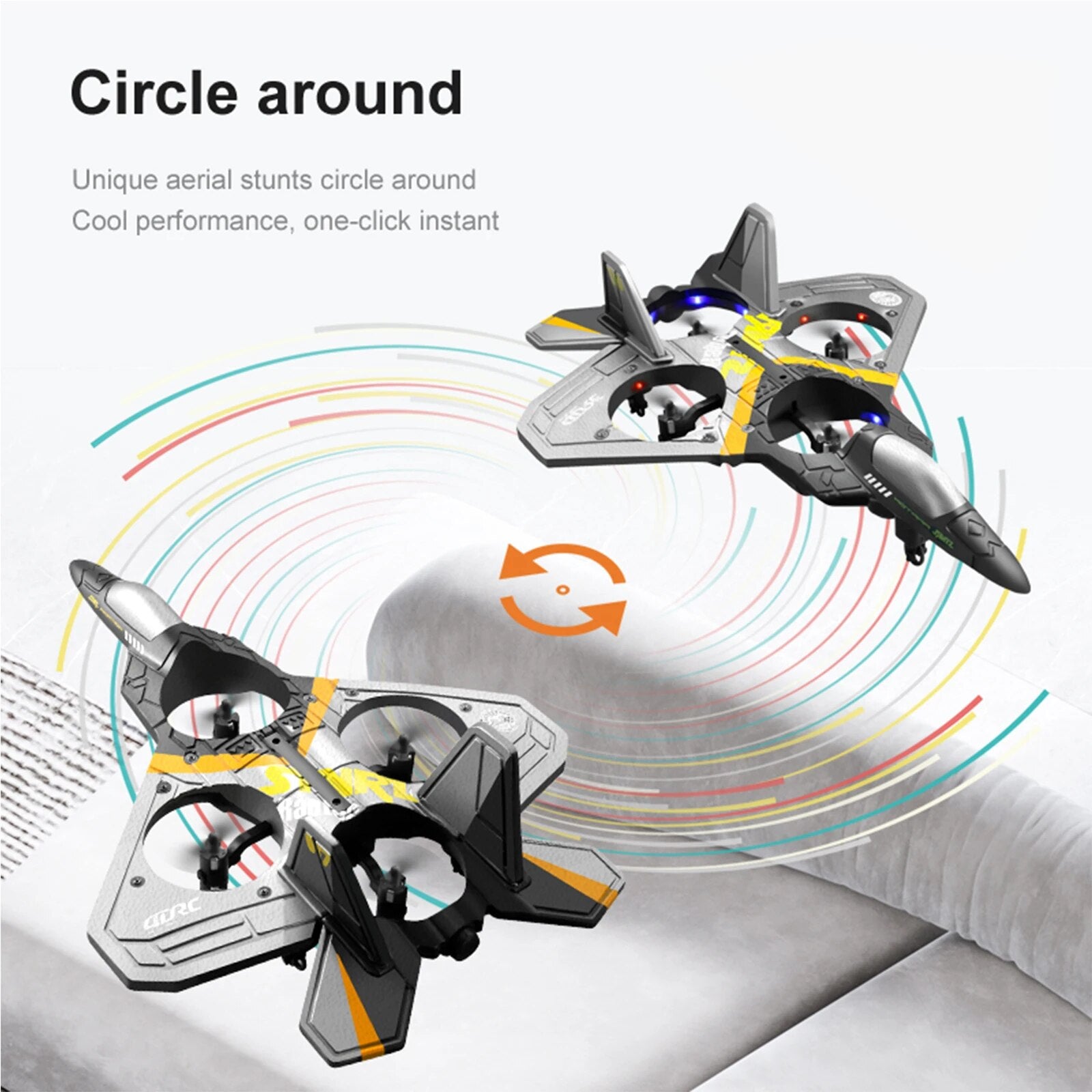 V17 Drone Trick 4 Rotor RC Glider Aircraft EPP Mini Drone LED 2.4G Gravity Sens image 7