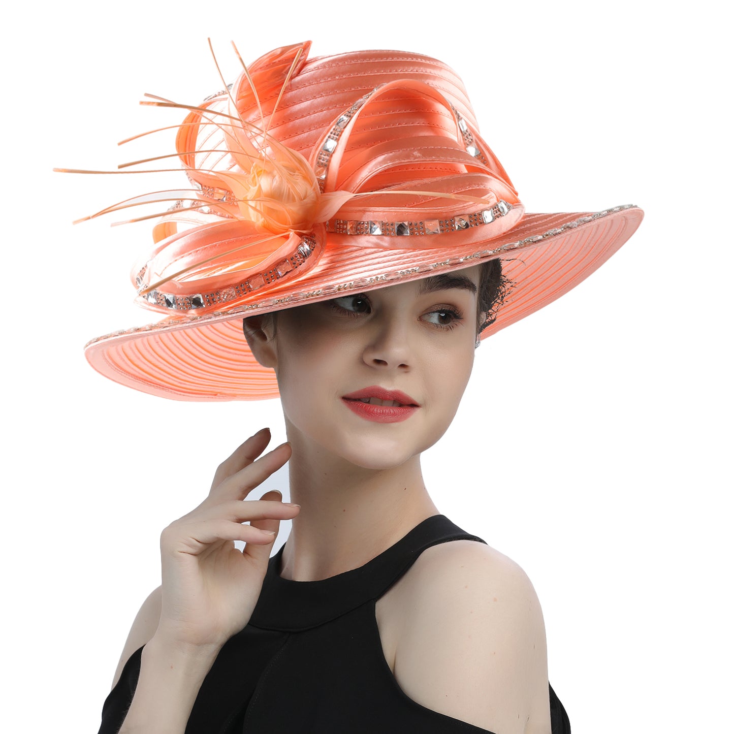 Perfect Most Popular Satin Cloth Church Hat Deluxe Unique Photography Wedding H image 16