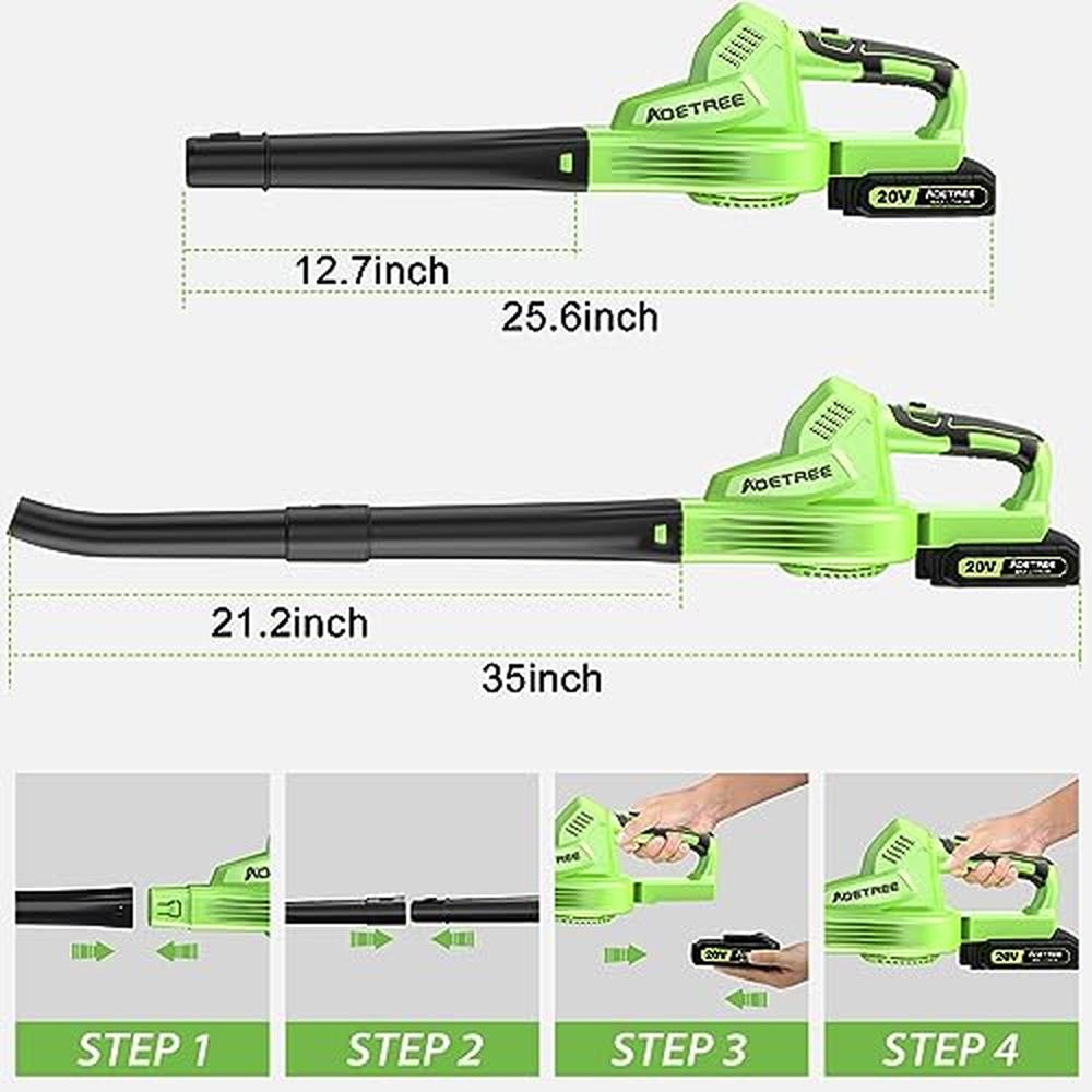 Cordless Lightweight Electric Leaf Blower 20V Small Handheld Blower with 2 Batt image 4