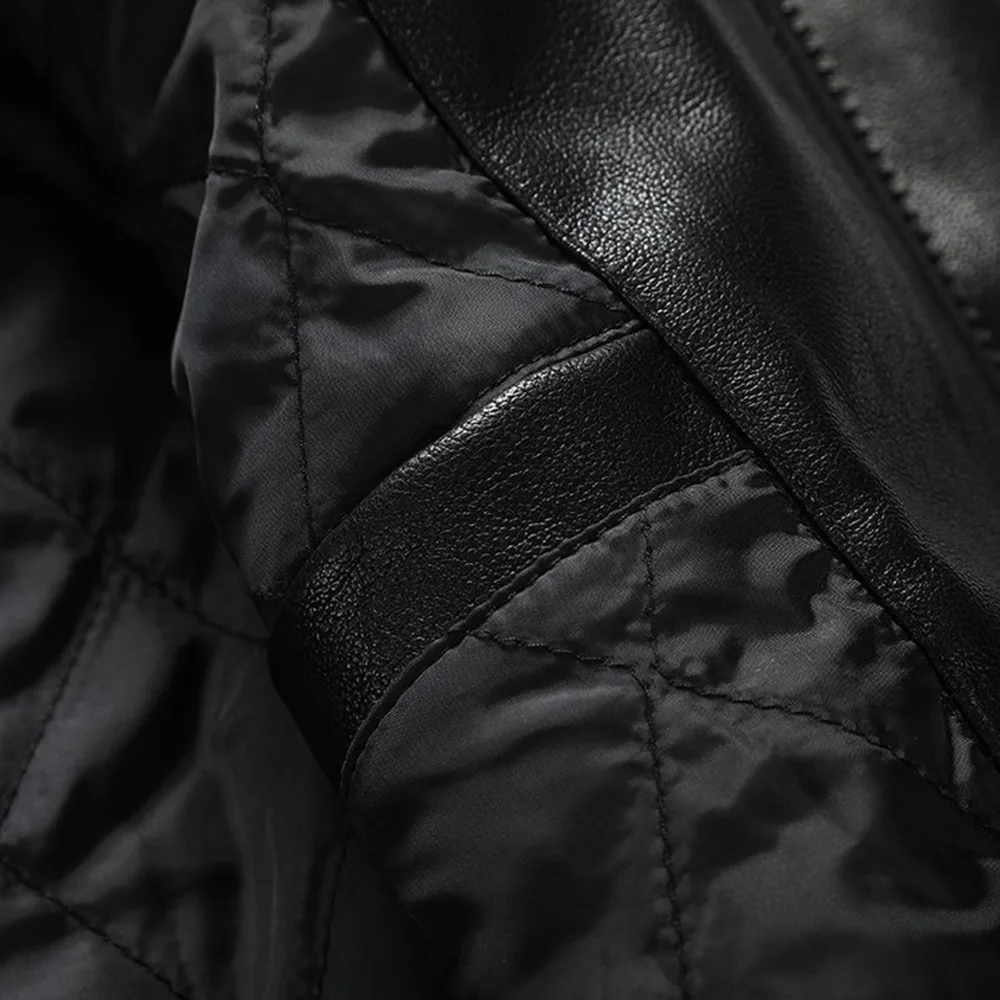 Men's Trendy Skull Head Embroidery Pu Leather Baseball Collar Jacket Rhinestone image 3