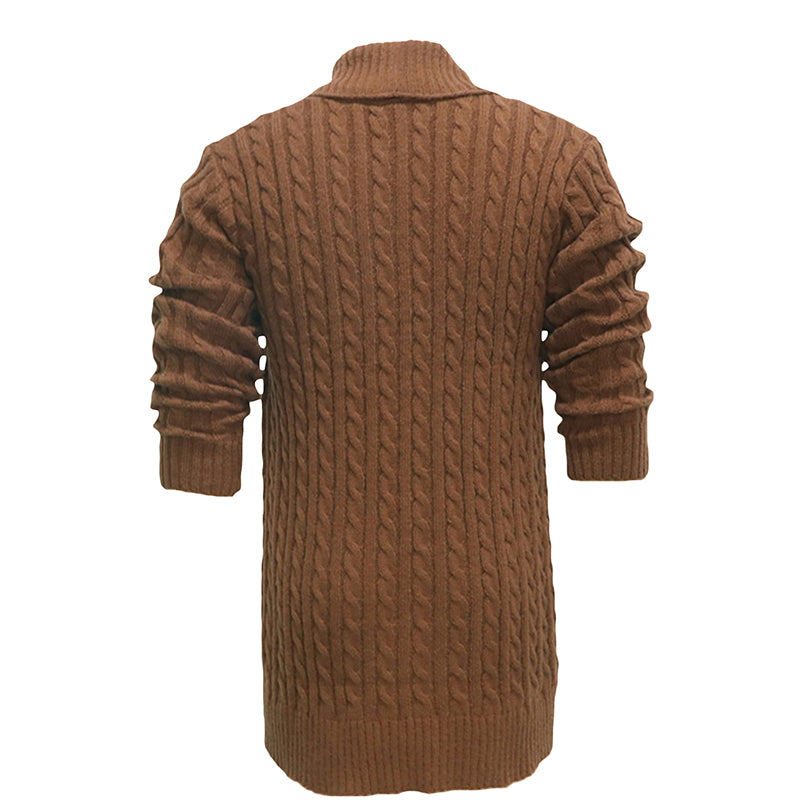 Men s Classic V-Neck Cable Knit Button Up Cardigan Sweater Long Sleeve Lapel Wi image 3