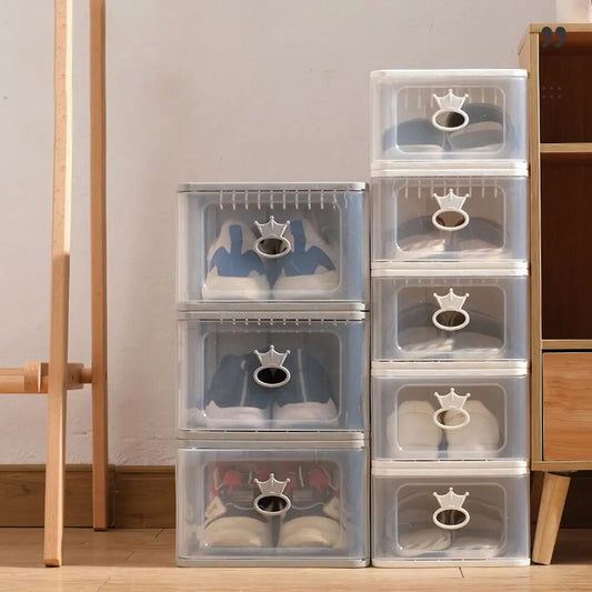 9 Pieces Stackable Side Drop Sneaker Display Case Storage Shoe Box Ventilation