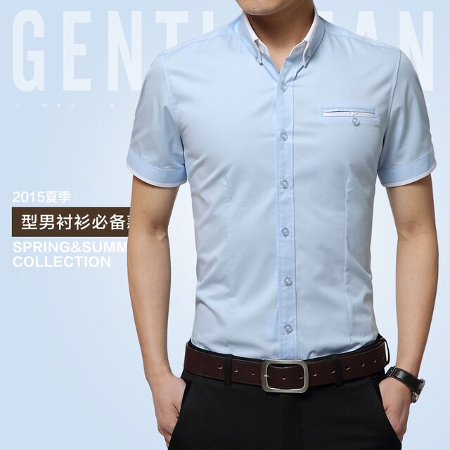 2022 New Arrival Brand Men's Summer Business Shirt Short Sleeves Turn-down image 0