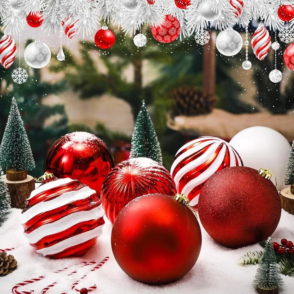 8 Pack Christmas Ball Ornaments 6 " Christmas Candy Ball Plastic Balls for H image 2