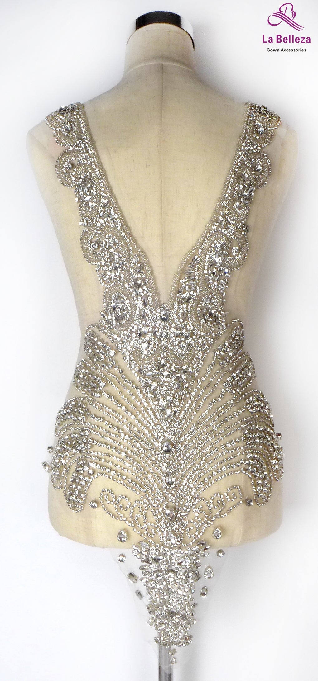 La Belleza black AB  rose gold silver Red crystal rhinestone long rich bodice a image 6