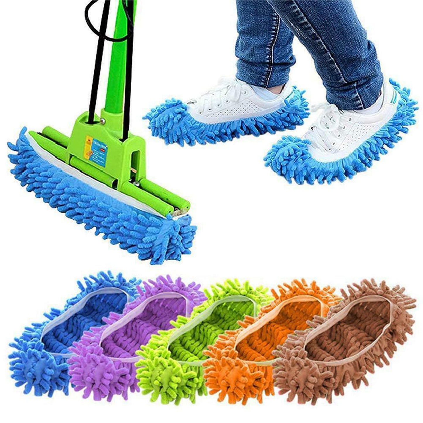 Chenille Dust Mop Slippers Home Floor Cleaning Lazy Mopping Shoes Water Uptake  image 10