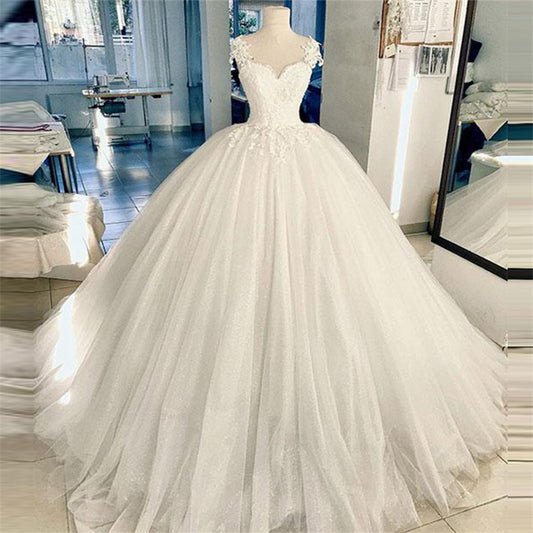 Robe De Mariee Ball Gow Wedding Dresses Sweetheart Tulle Wedding Gown Appliques