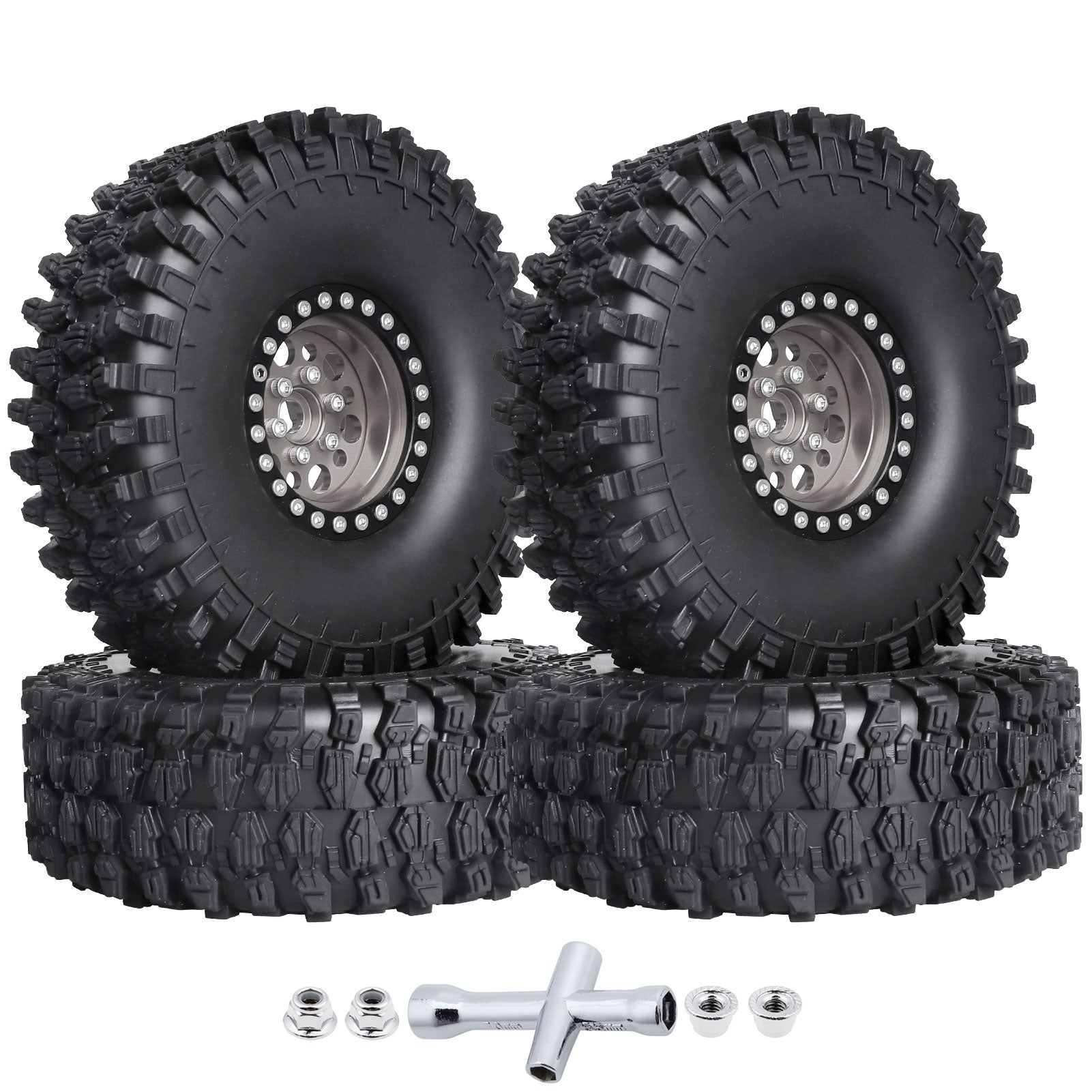 4pcs Hobbypark 1.9 " Beadlock Wheels and Tires Set for 1/10 Scale RC Crawler image 13