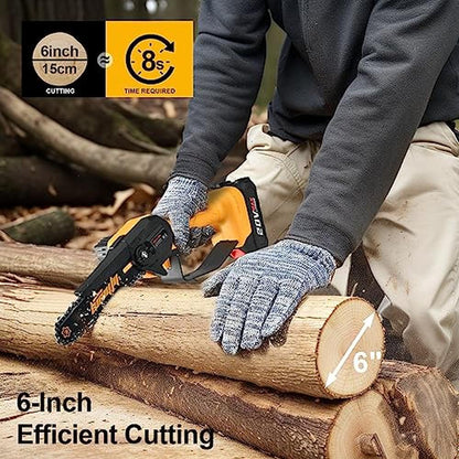 Portable Mini Electric Chainsaw 6-" with 2 Battery Pack Cordless Handheld Wo image 4